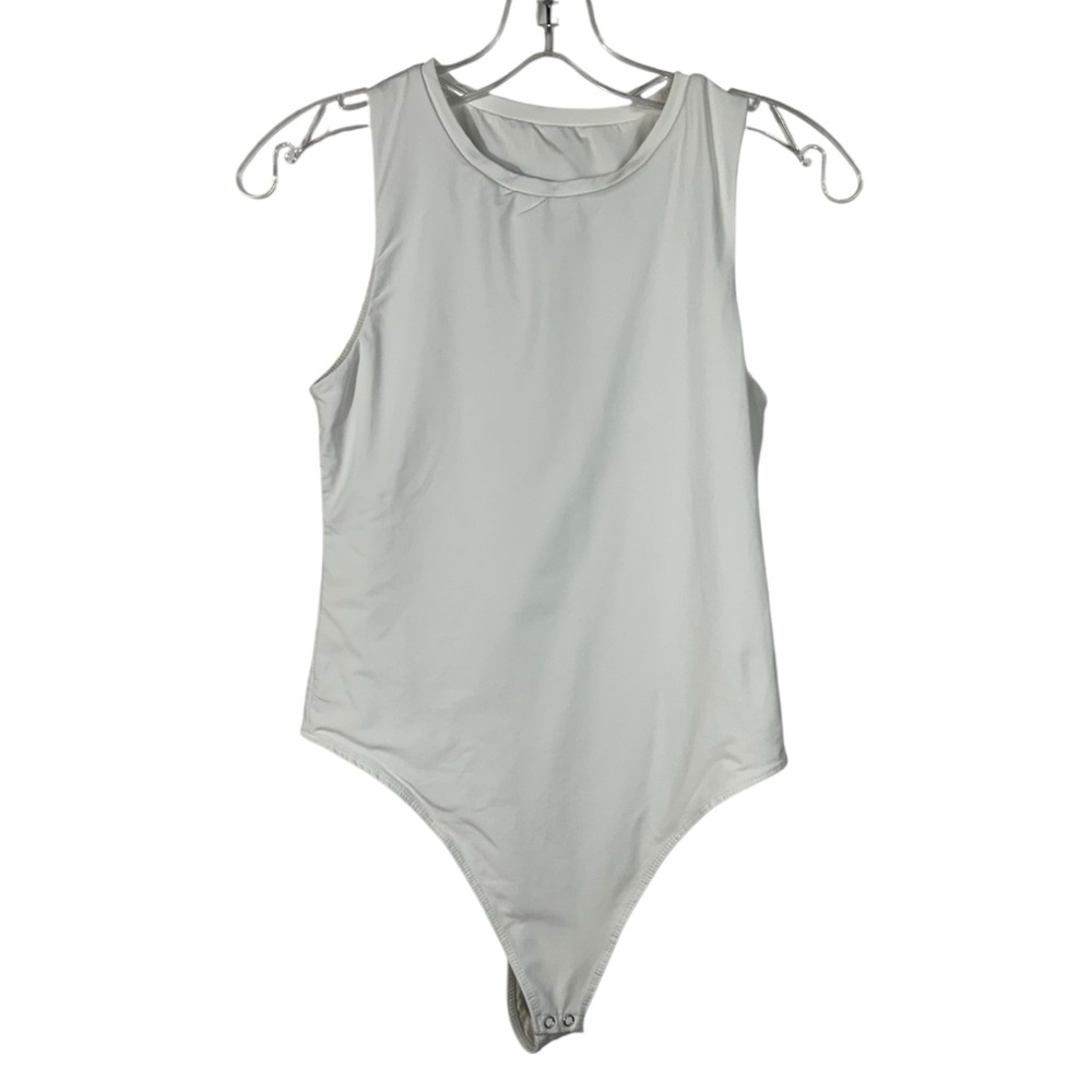 Vitality Balance Athletica White High Neck Sleeveless Bodysuit Lined Medium M